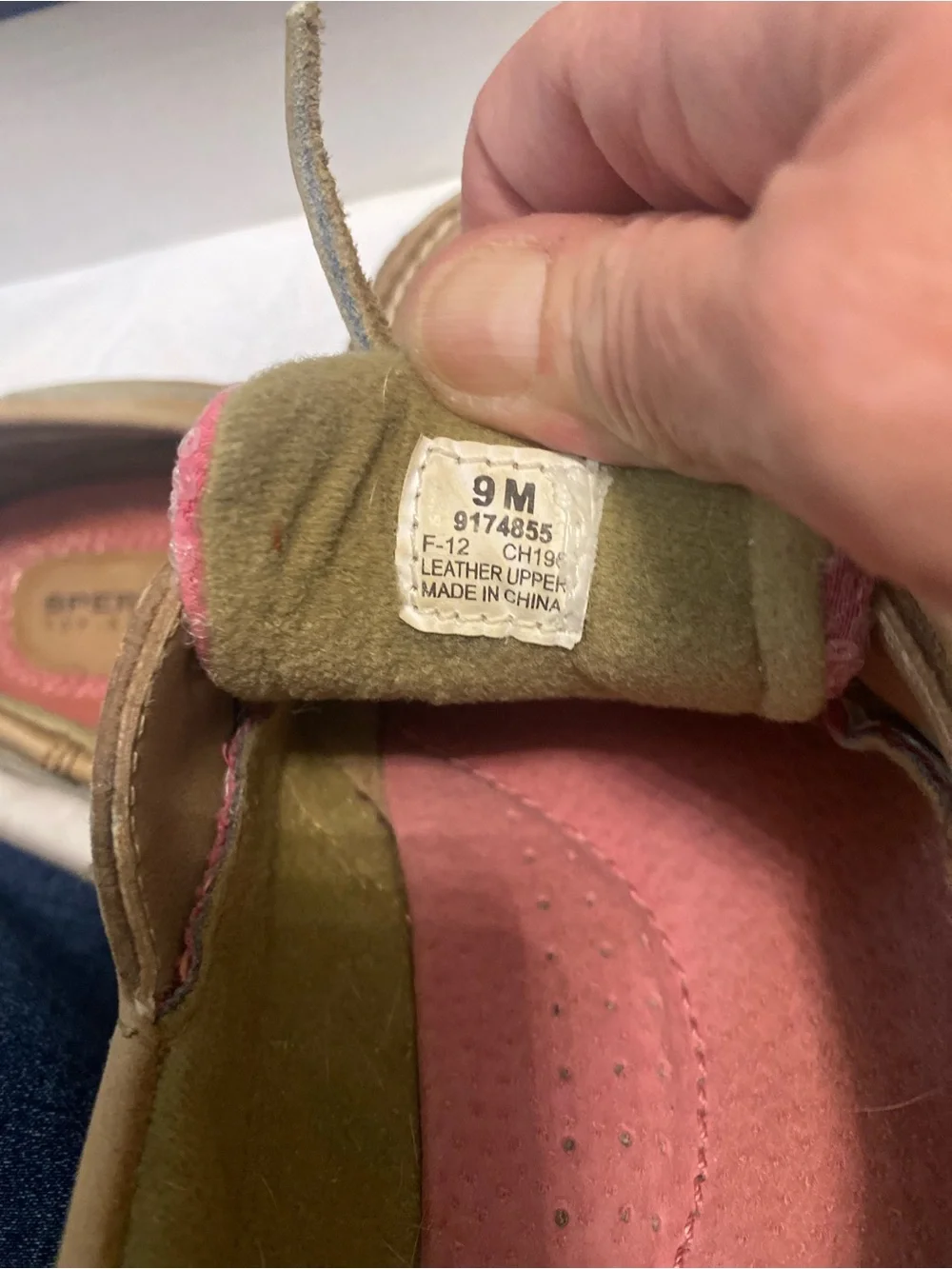Sperry Bluefish Linen Rose Plaid Sequin Tan & Pink Leather Sequin Boat Shoes 9